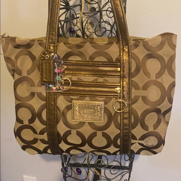 Coach poppy gold tote bag - Coach purse - Picture 2 of 16